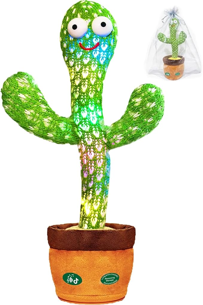 Cactus Baby Toy can be Adjusted Volume, Dancing Singing Musical Gift with LED Light. Baby Toy for Kids Talking Smart Toys, Talking Cactus Exquisite Yarn Bag Packaging-CubbioJoy
