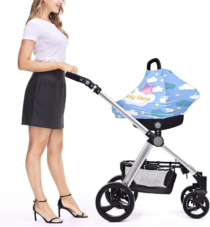 Baby Car Seat Stroller Cover Nursing Cover New Mom Breastfeeding Scarf Soft Stretchy Infant Carrier Cover Car Canopy Coverage-CubbioJoy