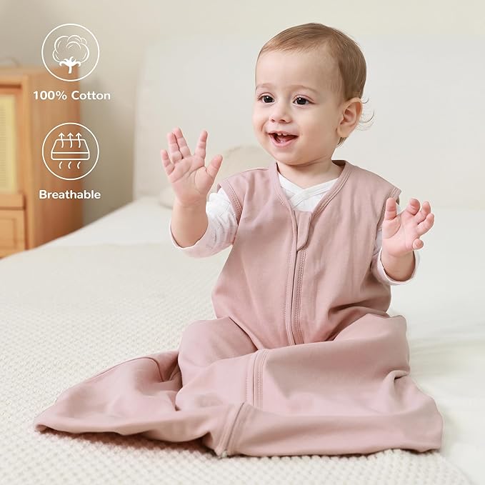JELLYMONI Baby Sleep Sack 0-6 Months 100% Cotton Wearable Blanket, 0.5 TOG Soft Lightweight Toddler Sleeping Sack 3 Pack 2-Way Zipper Newborn Sleep Sacks-CubbioJoy