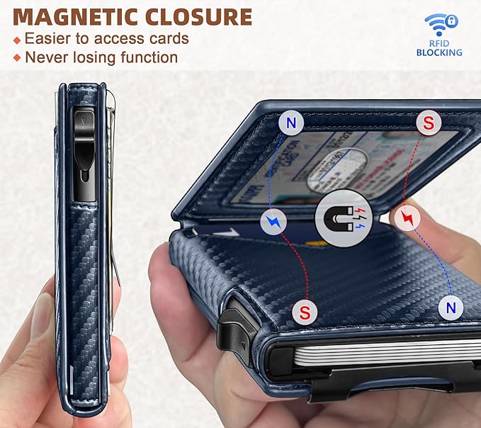 BULLIANT Men Wallet,Money Clip Wallet Slim For Gift Men 9Cards-Metal Credit Card Case in Magnetic Leather Flip-CubbioJoy