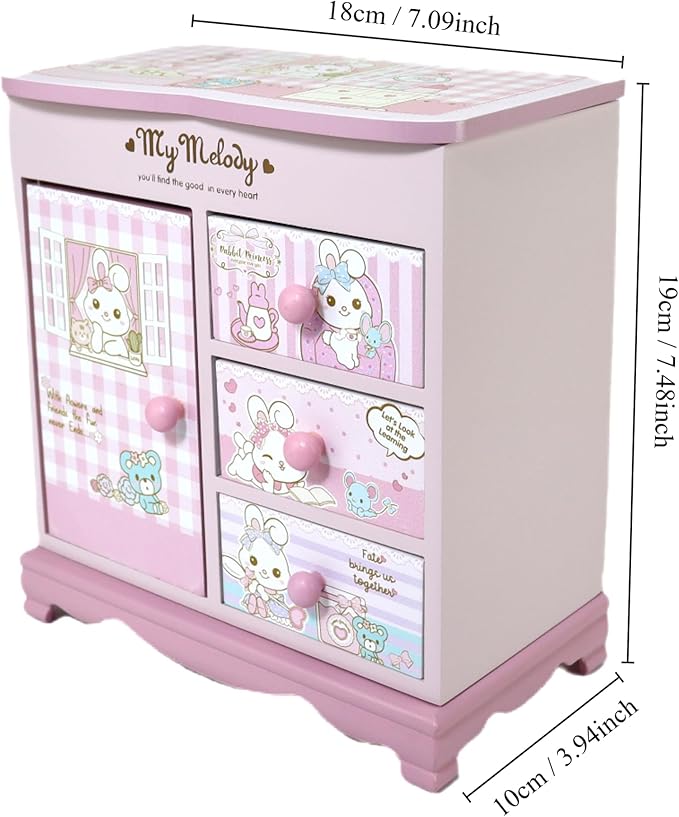 Children jewelry box for girls Pink Cute bunny girls jewelry box Little girl birthday christmas Gift kids jewelry box-CubbioJoy