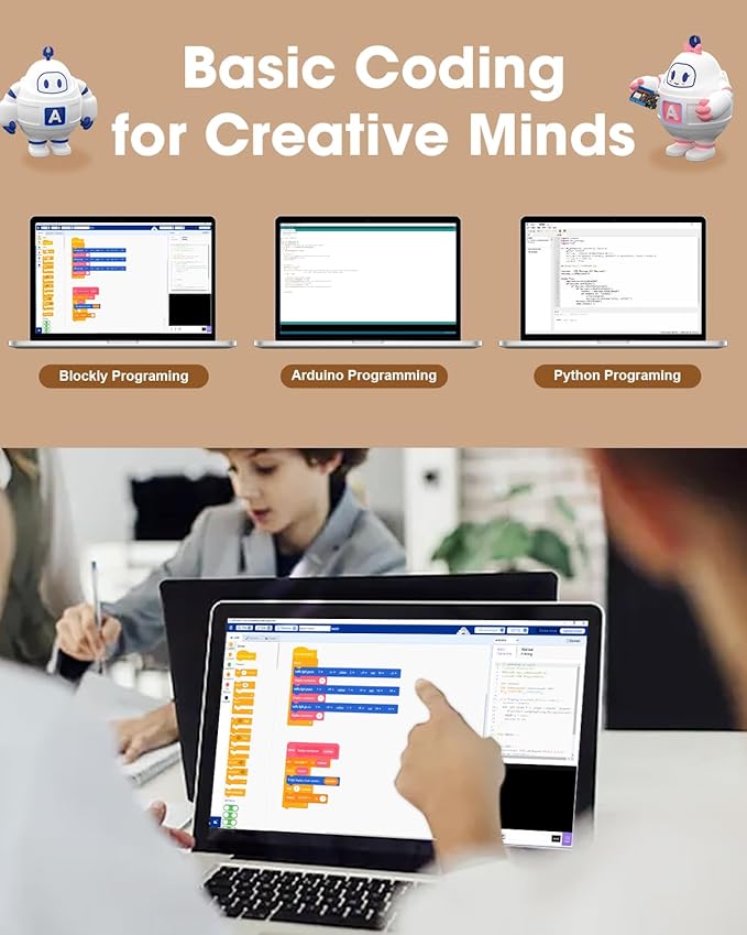 Biped Robot Kit STEM Toys Science Kit for Kids, Bionic Bipedal Robotics Programmable Coding Crafts Set for Arduino ESP32, Birthday Gift for Age 8-12 Boys Girls Teens-CubbioJoy