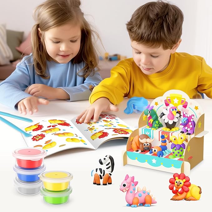 Drama Planet Air Dry Clay Kit for Kids - 18 Cans of Modeling Clay, 46-Page Guidebook with 26 Character Tutorials, Great Gift for Boys & Girls-CubbioJoy