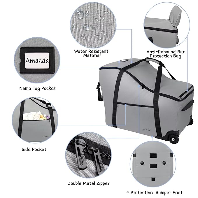 Car Seat Bags for Air Travel Fit Chicco Keyfit 35 and Anti-rebound Bar Base, Fit Doona Car Seat Stroller and Base, Nuna Pipa Travel Bag, Infant Car Seat Bag, Doona Travel Bag-CubbioJoy