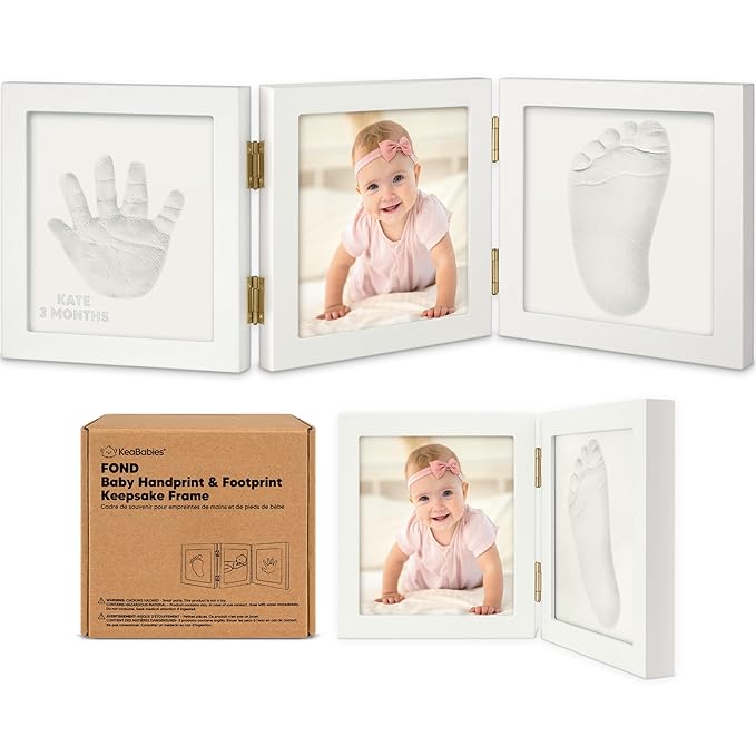 Baby Shower Gifts for Boys, Girls - Baby Hand and Footprint Kit, Newborn Handprint Kit, Keepsake Photo Frame, Nursery Picture Frame, Gender-Neutral Newborn Keepsake Gifts (Alpine White)-CubbioJoy