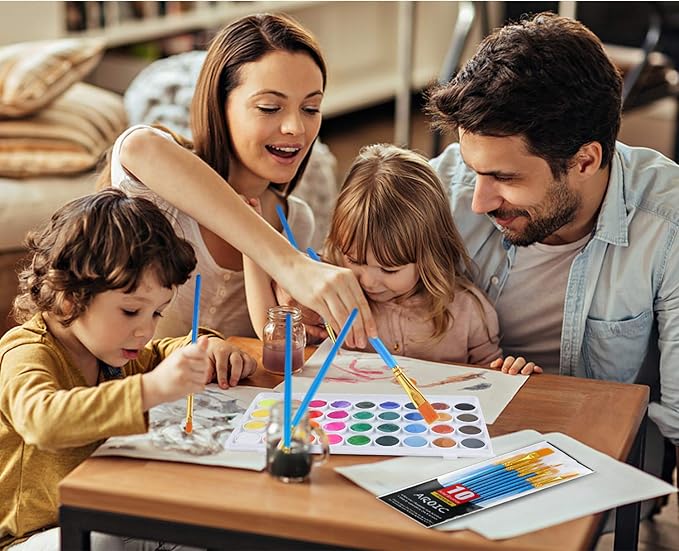 AROIC Watercolor Paint Set, 36-Color Watercolor Paint with 10 Brushes, Non-Toxic Washable Watercolors for Kids & Adults, Art Supplies for Painting, Drawing, DIY Crafts, School, Classroom, Artist Use-CubbioJoy