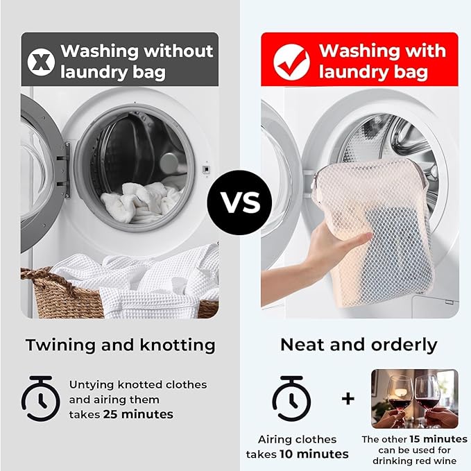 4 Pack Mesh Laundry Bag Mesh Laundry Bags Laundry with Handle for Washing Socks, Baby Items, Lingerie, Travel Garments (WHITE, 4)-CubbioJoy