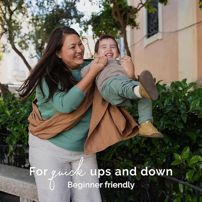 Boba Ring Sling Baby Carrier Newborn to Toddler - Lightweight & Breathable Baby Sling, Hip-Healthy Carrier Sling, Baby Wrap Carrier for Front & Hip Carry, 8-35 lbs (Linen Rye)-CubbioJoy