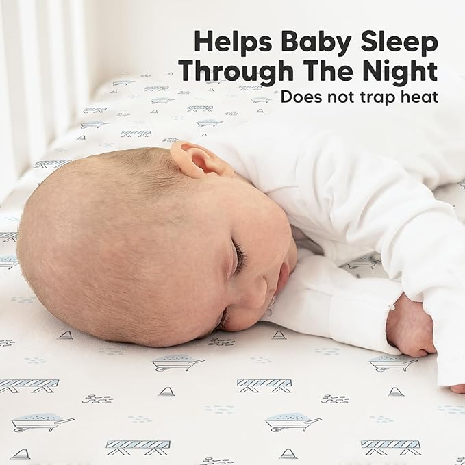 KeaBabies 2-Pack Organic Crib Sheets for Boys, Girls - 52x28 Fitted Crib Mattress Sheet Neutral, Breathable Jersey Cotton Cover for Baby Bed, Toddler Mattress, Soft & Cute Prints (Excavation)-CubbioJoy