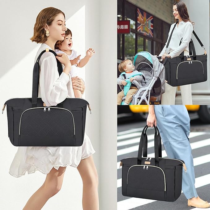 ITIEZY Diaper Bag Tote for Baby - Large Mommy Bag with Portable Changing Pad Pacifier Case, Hospital Bags Travel Baby Bag-CubbioJoy