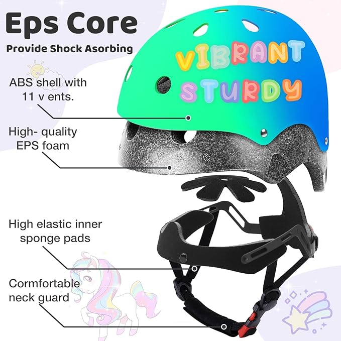 Color Gradient Adjustable Kids Bike Helmet Toddler Skateboard Helmets Boys Girls Child Ventilation Helmet for Multi-Sports Skating Cycling Scooter Balance-CubbioJoy