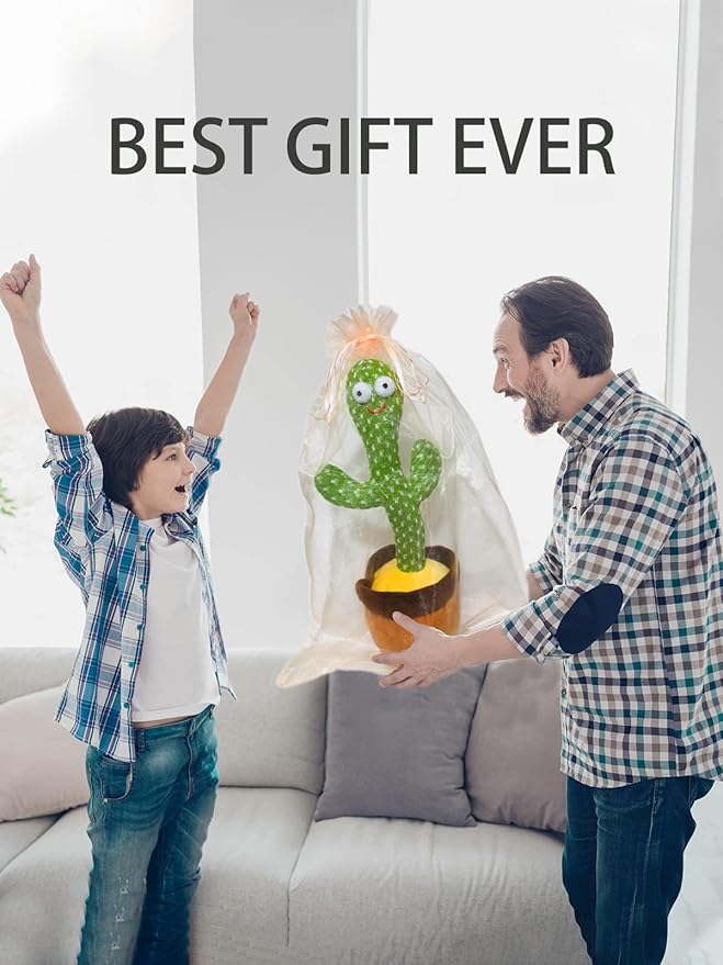 Cactus Baby Toy can be Adjusted Volume, Dancing Singing Musical Gift with LED Light. Baby Toy for Kids Talking Smart Toys, Talking Cactus Exquisite Yarn Bag Packaging-CubbioJoy