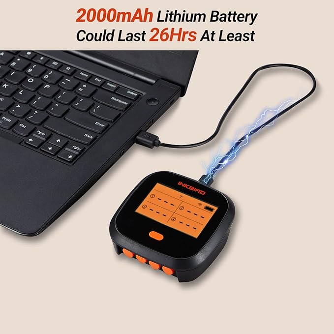 Inkbird WiFi Meat Thermometer for Grilling, Unlimited Rang Rechargeable BBQ Thermometer APP Calibration, Temp Graph Mobile Notification, 4 Colorful Probes Food Thermometer for Pellet Smoker Oven-CubbioJoy