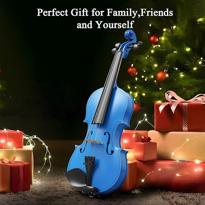 Beginner Violin 4/4, Full Size Violin for Adults, Teens, Student, Acoustic Fiddle Kit with Hard Case, Bow, Rosin, Bridge, Learners Age 12+ (Dark Blue)-CubbioJoy