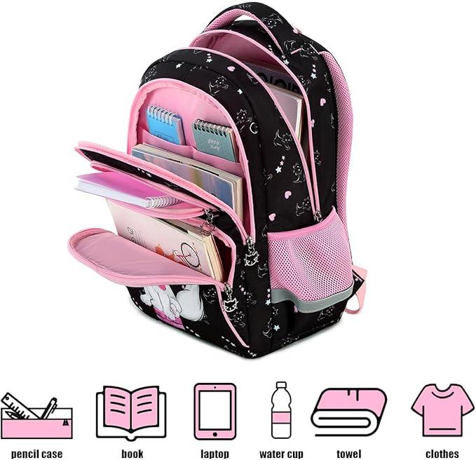 Cusangel Backpack for Girls Boys School Bookbags Kindergarten Elementary Lightweight Waterproof Multifunctional Large Capacity for Backpack (16 inch cat Fun Prints)-CubbioJoy