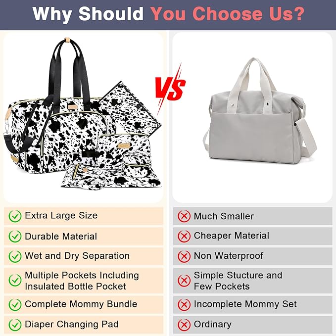 ITIEZY Diaper Bag Tote for Baby - Large Mommy Bag with Portable Changing Pad Pacifier Case, Hospital Bags Travel Baby Bag-CubbioJoy