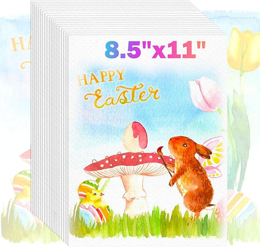 8.5"x11" Watercolor Paper, Easter Basket Stuffers, Valentine Gift Card, 140lb/300gsm Water Color Paper for Drawing, Coloring, Painting, Sketching, Crafting, Art Office School Supplies for Kids Adults-CubbioJoy