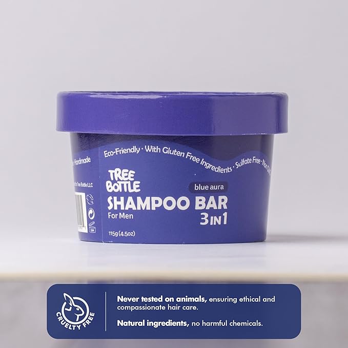 Argan Oil + Bamboo Extract 3-in-1 Shampoo Bar for Men - For Hair, Beard & Body - Deep Clean, Nourishing & Frizz Control - Natural, Paraben & Sulfate-Free - Made in USA - 4.5oz (Pack of 2)-CubbioJoy