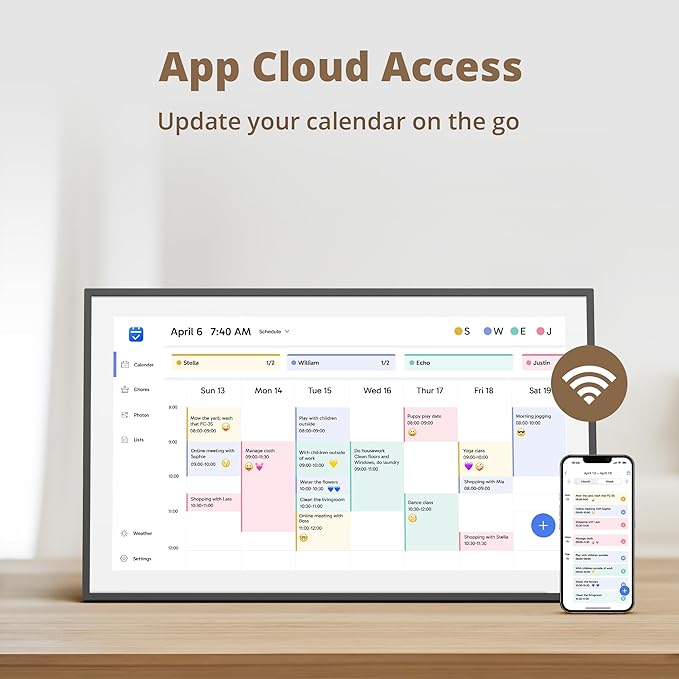 Dragon Touch 21.5" Digital Calendar Chore Chart – 1080P Full HD Interactive Touchscreen, Smart Family Planner, Hearth Display Digital Calendar Wall & Desk Mountable for Seamless Scheduling Black-CubbioJoy