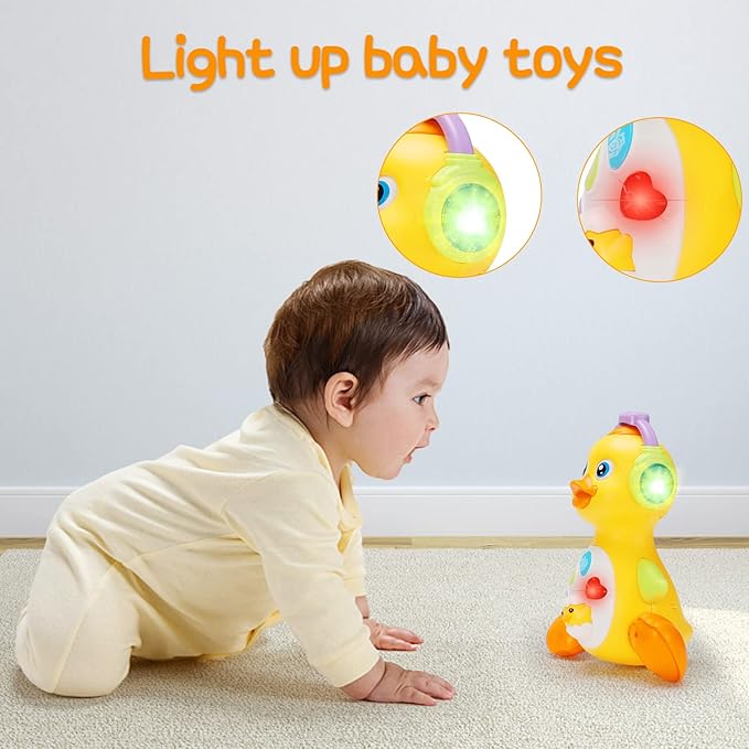 Baby Musical Duck Toy Dancing Crawling Tummy Time, Light Up Infant Toys 0-3-6 6-12 12-18 Months Gifts for 1 2 Year Old Boys Girls Baby Learning Development Toddler Toys Age 0-2-CubbioJoy