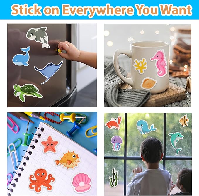 Jelly Sticker Books for Toddlers 2-4 Years, Under The Sea Stickers for Kids 1-3, Reusable Sticker Book for Toddler Plane Activities Travel Essentials (Under The Sea)-CubbioJoy