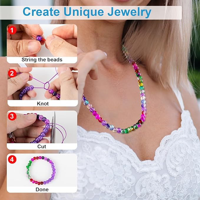 About 1200PCS 6mm Crack Glass Beads,24 Assorted Crack Violet Purple Series Colorful Crystal Beads for Bracelet and Jewelry Making and DIY Crafts,Friendship Bracelets-CubbioJoy