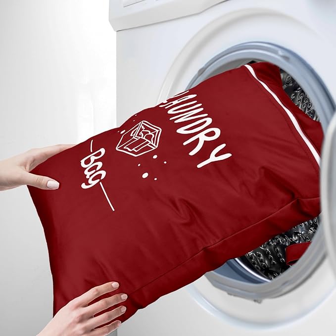 2 Pcs Large Travel Laundry Bags - Waterproof Wet Dry Bags for Gym Clothes, Swimming, Yoga (Wine+Navy)-CubbioJoy