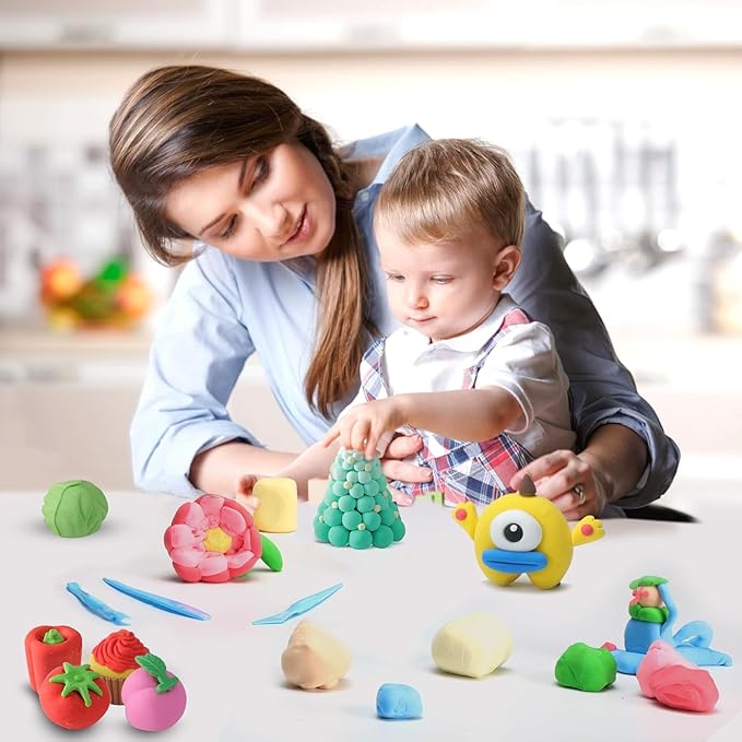 Air Dry Clay Kit,56 Colors Modeling Magic Clay for Kids,DIY Classroom Bulk Starter Sculpting Kit, Soft & Ultra Light, Art and Crafts Party Favors for Boys Girls Kids 3-12-CubbioJoy