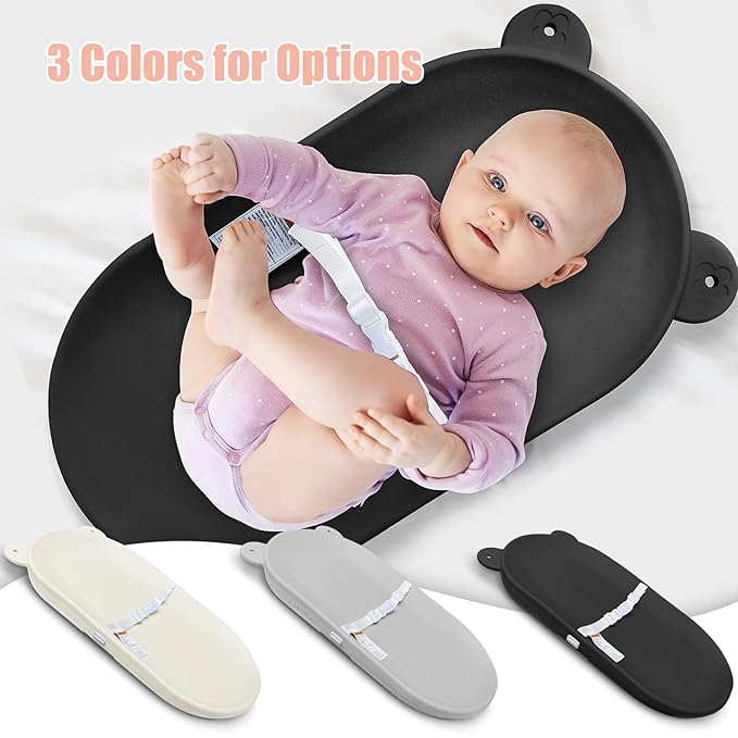 Changing Pad, Wipeable Diaper Changing Pad with Safety Belt for Changing Table, Nursery, Dresser, EVA Non-Slip Baby Changing Table Pad, Black-CubbioJoy