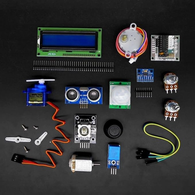 Complete Ultimate STEM Electronic Projects Starter Kit for Arduino with Mega2560, LCD1602, Servo, Stepper Motor, Sensors, Breadboard, Jumper Wire, Resistor, Capacitor, Transistor and Tutorial-CubbioJoy