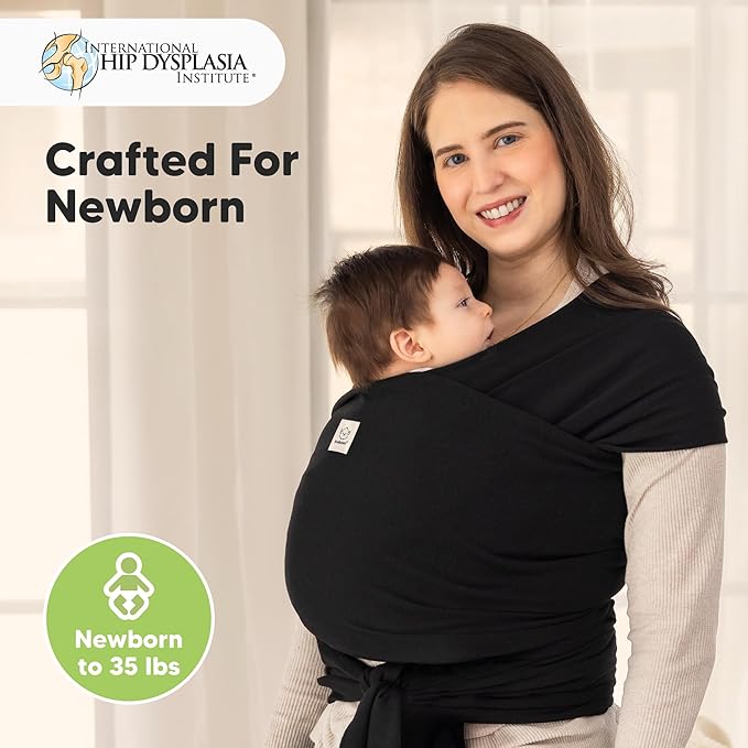 KeaBabies Baby Wrap Carrier - All in 1 Original Baby Carrier Newborn to Toddler Sling, Easy to Wear, Hands Free Bonding, Lightweight, Breathable Infant Wraps (Trendy Black)-CubbioJoy