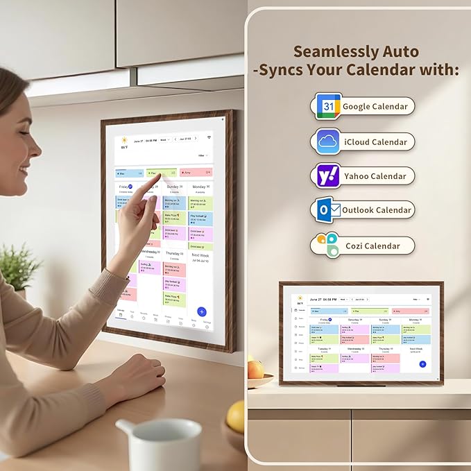 15.6 Inch Digital Calendar Chore Chart with Touchscreen - Full HD Interactive Display, Wall & Desk Mountable Family Planner, To-Do List & Meal Planner, Ideal for Home Organization & 2025 Scheduling-CubbioJoy