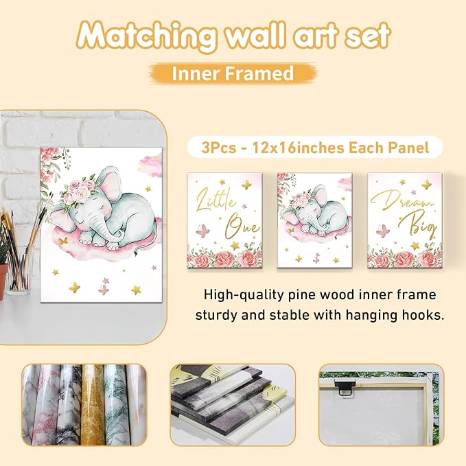 Custom Baby Crib Bedding Set, 5 Pcs Personalized Name Baby Crib Sets for Infant Toddler, Floral Elephant Nursery Bedding Set for Baby Girls, Double Layer Baby Bedding Sets Customized Gifts-CubbioJoy