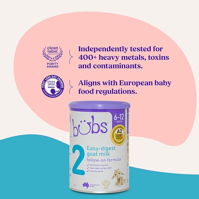 Bubs Goat Milk Infant Formula Stage 2, Infants 6-12 months, Made with Fresh Goat Milk, 14.1 oz-CubbioJoy
