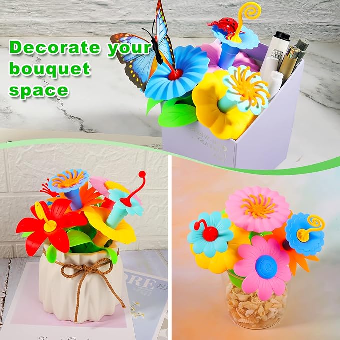 Birthday Toys Gifts for 2 3 4 5 6 Years Old Toddler Girls Boys, 156 PCS Insect Flower Garden Building Educational STEM Learning Pretend Play Gardening Set, Gifts for Preschool Kids Age 2+-CubbioJoy