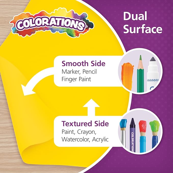 Colorations Dual Surface Paper Roll Classroom Supplies for Arts and Crafts Yellow (36" x 1000') (Item # DSYE)-CubbioJoy