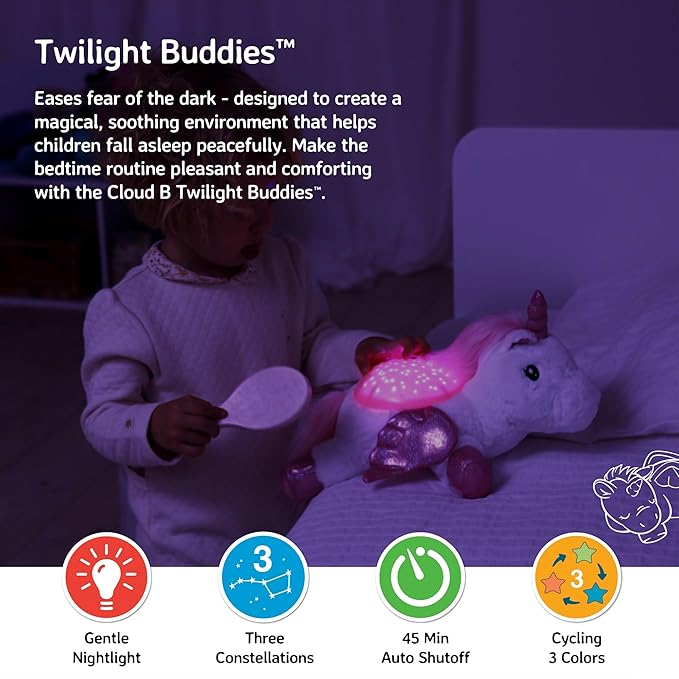 Cloud b Calming Nightlight Star Projector | Gentle Brightness | 3 Colors | 3 Constellations | Auto-Shutoff | Unicorn w/ Wings-CubbioJoy