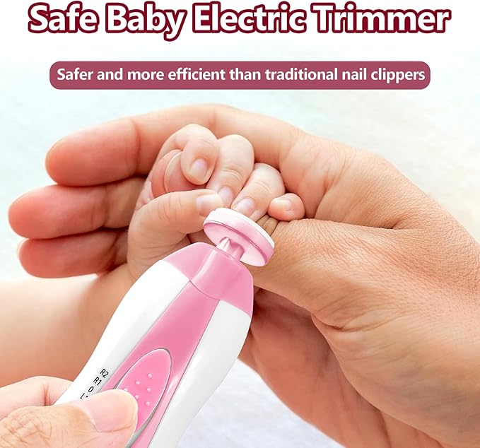 Baby Nail Trimmer Electric, 6 in 1 Rechargeable Baby Nail Clippers Manicure Set Grooming Kit for Toddler Infant or Adults (Pink)-CubbioJoy