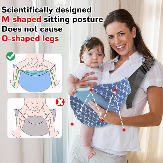 Baby Sling Carrier Adjustable Baby Sling 2025 Upgraded Toddler Sling Comfortable Baby Wrap Carriers Ergonomic-Designed, Travel Friendly Carrying 10-45 Lbs Blue-CubbioJoy
