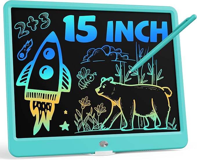 Bravokids 15 Inch LCD Writing Tablet for 3 Year Olds - Electronic Drawing Pad and Doodle Board as Educational Birthday Gifts for Girls and Boys (Blue)-CubbioJoy