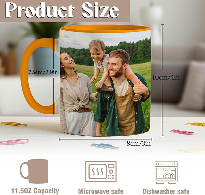 Custom Photo & Text Mug Add Personalized Text, Upload Your Image Personalized 11.5oz Mug Choose From Various Designs The Suitable Gift for Parents (C04 SIX PHPTO)-CubbioJoy
