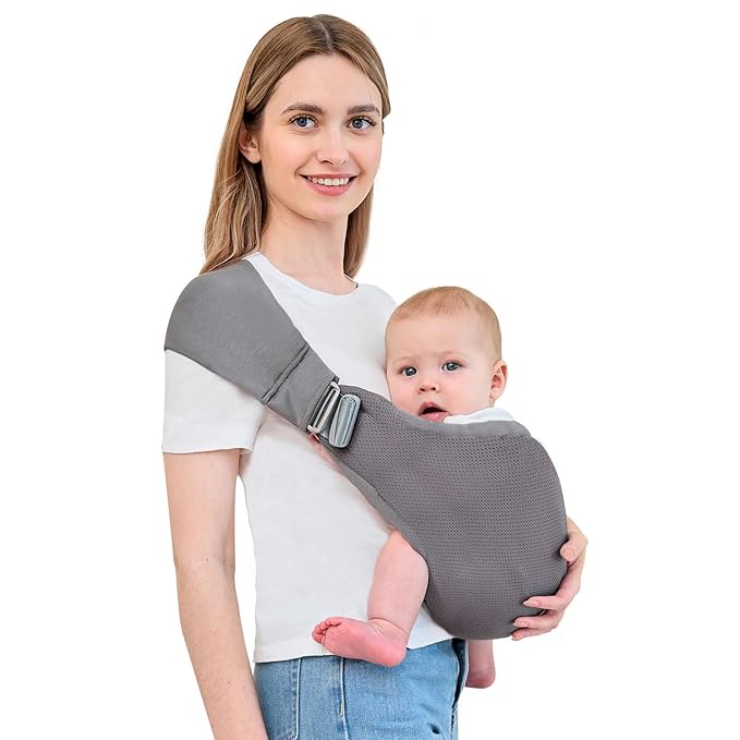 Baby Sling Carrier,Baby Carrier Newborn to Toddler,Toddler Carrier,Portable Lightweight & Spreadable Shoulder Straps (Dark Grey)-CubbioJoy