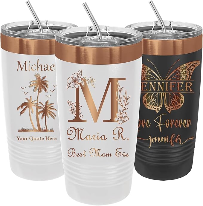 iProductsUS Personalized Gift For Women Mother's Day & Cruises - 20oz, Custom Tumbler w/Spill Proof Lid - Insulated Travel Coffee Mug - Stainless Steel Double Wall Coffee Tumbler, Cup (Rose Gold)-CubbioJoy