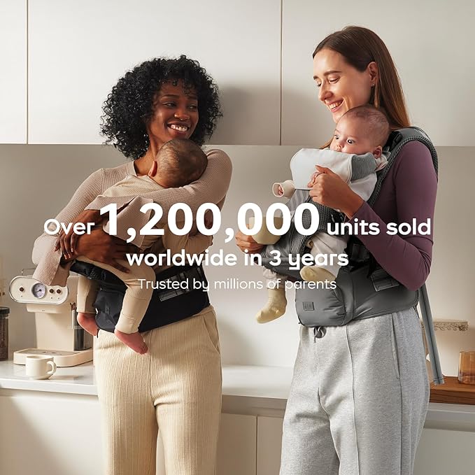 Bc Babycare Hexa Effortless Baby Carrier with Hip Seat - Ergonomic Toddler Carrier (13.2-33 lbs), Adjustable Slide Lock & Knob, Hip-Healthy Design for Parent's Back Relief, Gray-CubbioJoy