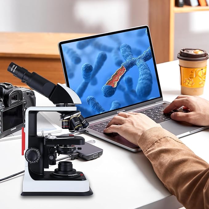 40X-2500X Microscope Laboratory Microscope for Adults with LED, Double 3D Mechanical Stage, Abbe Spotting Scope for Students Children Adults Laboratory Education Science Doppelt Tisch-CubbioJoy