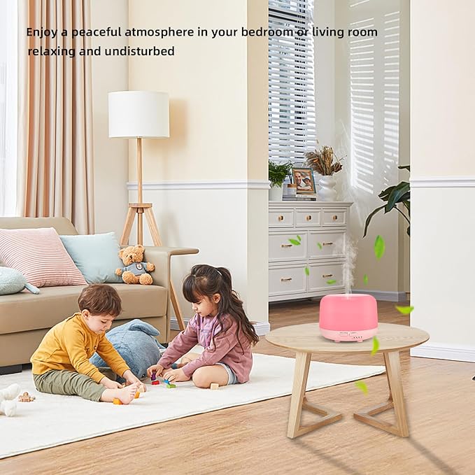 300ML Essential Oil Diffusesrs Remote Control, Aromatherapy Ultrasonic Diffuser, Cool Mist Aroma Humidfier Diffuser, 7 Color Changing LED Light, Auto-Off, Timer for Home, Room, Office, Kids.(Pink)-CubbioJoy