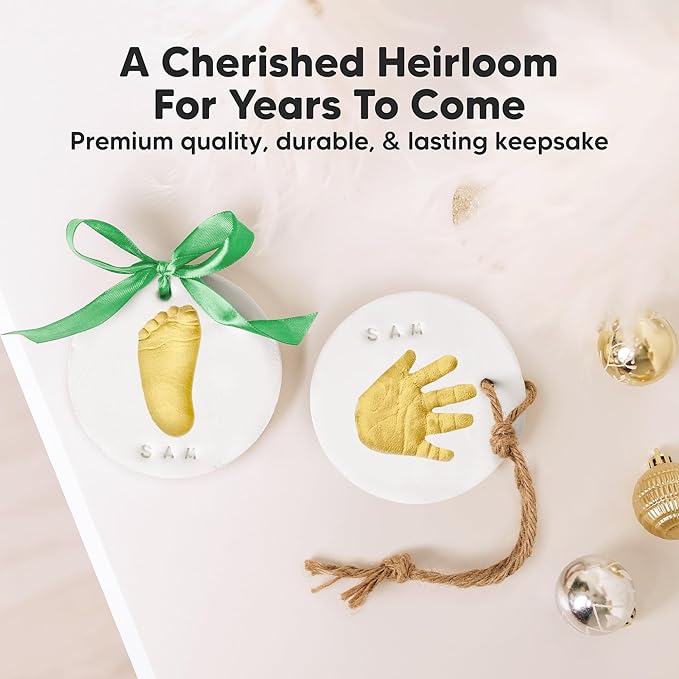 Baby Hand and Footprint Kit Girls, Boys - Personalized Baby Footprint Ornament Kit, Newborn Keepsake Gifts for New Mom, Easy to Use Handprint Makers, Cute Shower Gifts (Squash,Multi-Colored)-CubbioJoy