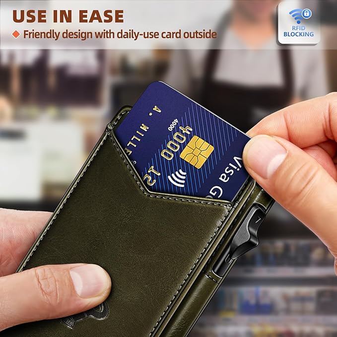 BULLIANT Men Wallet,Money Clip Wallet Slim For Gift Men 9Cards-Metal Credit Card Case in Magnetic Leather Flip-CubbioJoy