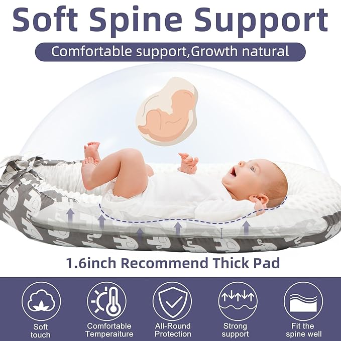 Baby Lounger | Organic Cotton Infant Lounger | Reversible, Adjustable & Portable Floor Lounger | Soft, Breathable, Washable Cover-CubbioJoy