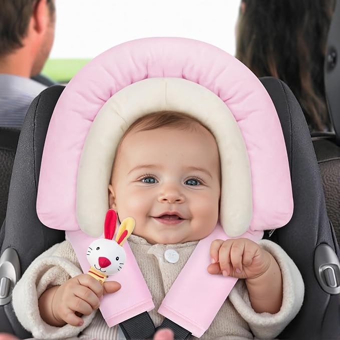 COOLBEBE New Babybody Support & Strap Covers Set for Newborn Infant Toddler- Extra Soft Stroller Cushion Pads Car Seat Insert, Perfect for Carseats, Strollers, Swings, Pink-CubbioJoy